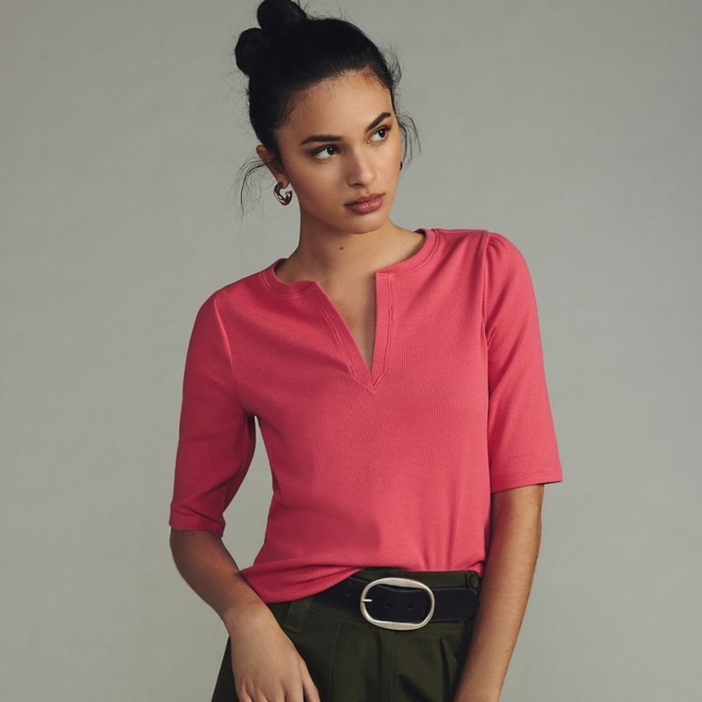 NWT Anthropologie Maeve Split Neck Top SZ XL